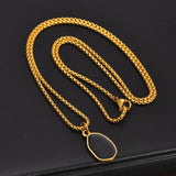 Men's Geometric Pendant Necklace, Box Chain Collar