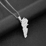 Lebanon Map City Pendant Necklace Stainless Steel Men Women Gold/Steel