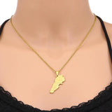 Lebanon Map City Pendant Necklace Stainless Steel Men Women Gold/Steel