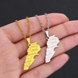 Lebanon Map City Pendant Necklace Stainless Steel Men Women Gold/Steel