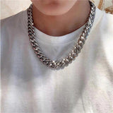 Men's Cuban Chain Necklace Tricolor Hip Hop Rock Style Jewelry