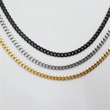 Men's Cuban Chain Necklace Tricolor Hip Hop Rock Style Jewelry