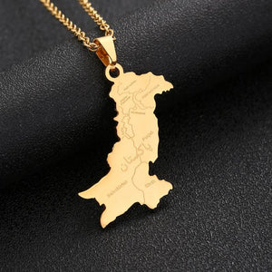 Pakistan City Map Pendant Necklace Stainless Steel Silver Charm