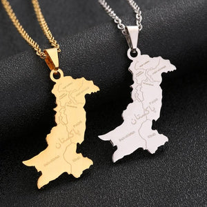 Pakistan City Map Pendant Necklace Stainless Steel Silver Charm