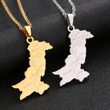 Pakistan City Map Pendant Necklace Stainless Steel Silver Charm
