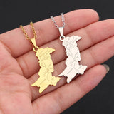 Pakistan City Map Pendant Necklace Stainless Steel Silver Charm