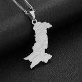 Pakistan City Map Pendant Necklace Stainless Steel Silver Charm