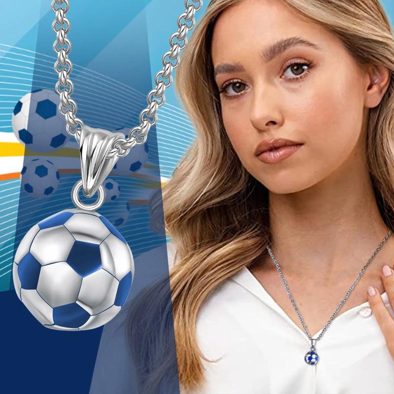 Stainless Steel 3D Soccer Football Basketball Charm Necklace Earrings