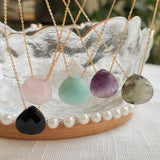 Golden Chain Gem Stone Necklace Small Water Drop Pendant Choker