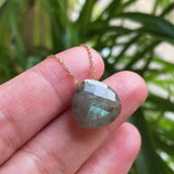 Golden Chain Gem Stone Necklace Small Water Drop Pendant Choker