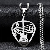 Guitar Pick Pendant Music Note Chain Necklace for Women/Men