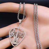 Guitar Pick Pendant Music Note Chain Necklace for Women/Men