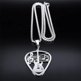 Guitar Pick Pendant Music Note Chain Necklace for Women/Men