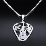 Guitar Pick Pendant Music Note Chain Necklace for Women/Men