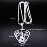 Guitar Pick Pendant Music Note Chain Necklace for Women/Men