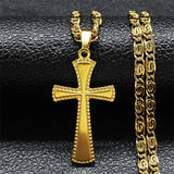 Hip Hop Plated Cross Necklace Stainless Steel Crucifix Pendant Punk Jewelry