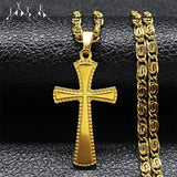 Hip Hop Plated Cross Necklace Stainless Steel Crucifix Pendant Punk Jewelry