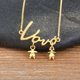 Nidin Plated Mom Daughter Necklace Cubic Zirconia Jewelry
