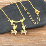 Nidin Plated Mom Daughter Necklace Cubic Zirconia Jewelry