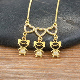 Nidin Plated Mom Daughter Necklace Cubic Zirconia Jewelry