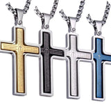 Rotatable Cross Necklace Men Stainless Steel Crucifix Pendant Collier