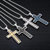 Rotatable Cross Necklace Men Stainless Steel Crucifix Pendant Collier