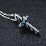 Rotatable Cross Necklace Men Stainless Steel Crucifix Pendant Collier
