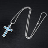 Rotatable Cross Necklace Men Stainless Steel Crucifix Pendant Collier