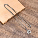 Men's Square CZ Stone Pendant, Stainless Steel Jewelry