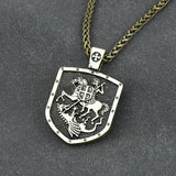 Men Necklace ST.GEORGE ON HORSE KILLS DRAGON Protect US Saint Shield Protection