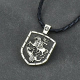 Men Necklace ST.GEORGE ON HORSE KILLS DRAGON Protect US Saint Shield Protection