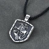 Men Necklace ST.GEORGE ON HORSE KILLS DRAGON Protect US Saint Shield Protection