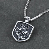 Men Necklace ST.GEORGE ON HORSE KILLS DRAGON Protect US Saint Shield Protection
