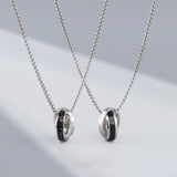 Double Ring Titanium Steel Necklace for Men Women Letter Hip Hop Personality