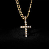 Hip Hop Cross Pendant Necklace w/ Zircon Chain - Bling Jewelry