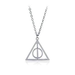 Deathly Hallows Magic Triangle Rotatable Necklace Golden Pendant