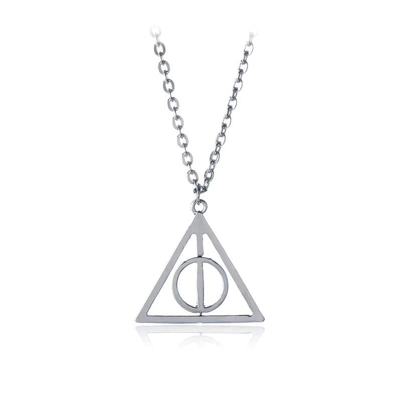 Deathly Hallows Magic Triangle Rotatable Necklace Golden Pendant