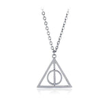 Deathly Hallows Magic Triangle Rotatable Necklace Golden Pendant