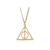 Deathly Hallows Magic Triangle Rotatable Necklace Golden Pendant