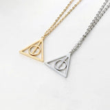 Deathly Hallows Magic Triangle Rotatable Necklace Golden Pendant