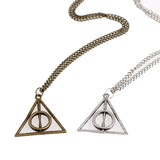 Deathly Hallows Magic Triangle Rotatable Necklace Golden Pendant