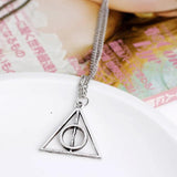 Deathly Hallows Magic Triangle Rotatable Necklace Golden Pendant