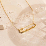 Personalised Name Necklace Paper Clip Cross Pendant Stainless Steel Jewelry