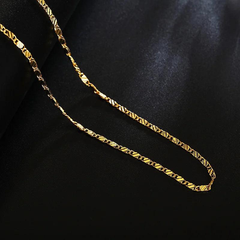 925 Sterling Silver 18K Chain Necklace Wedding Jewelry for Men and Women