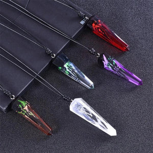 Wood Resin Pendant Necklace Geometric Cone Rope Chain Jewelry