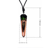 Wood Resin Pendant Necklace Geometric Cone Rope Chain Jewelry