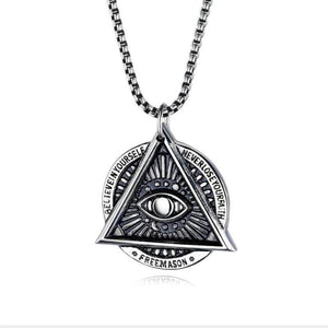 Vintage Devil Eye Steel Necklace Punk Hip-hop Men Geometric Pendant