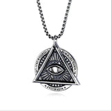 Vintage Devil Eye Steel Necklace Punk Hip-hop Men Geometric Pendant
