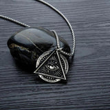 Vintage Devil Eye Steel Necklace Punk Hip-hop Men Geometric Pendant