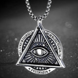 Vintage Devil Eye Steel Necklace Punk Hip-hop Men Geometric Pendant